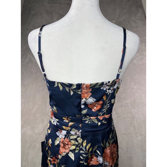 Lulus My Favorite Day Womens Navy Blue Floral Print Tulipl Wrap Midi Dress XXL - Picture 14 of 15